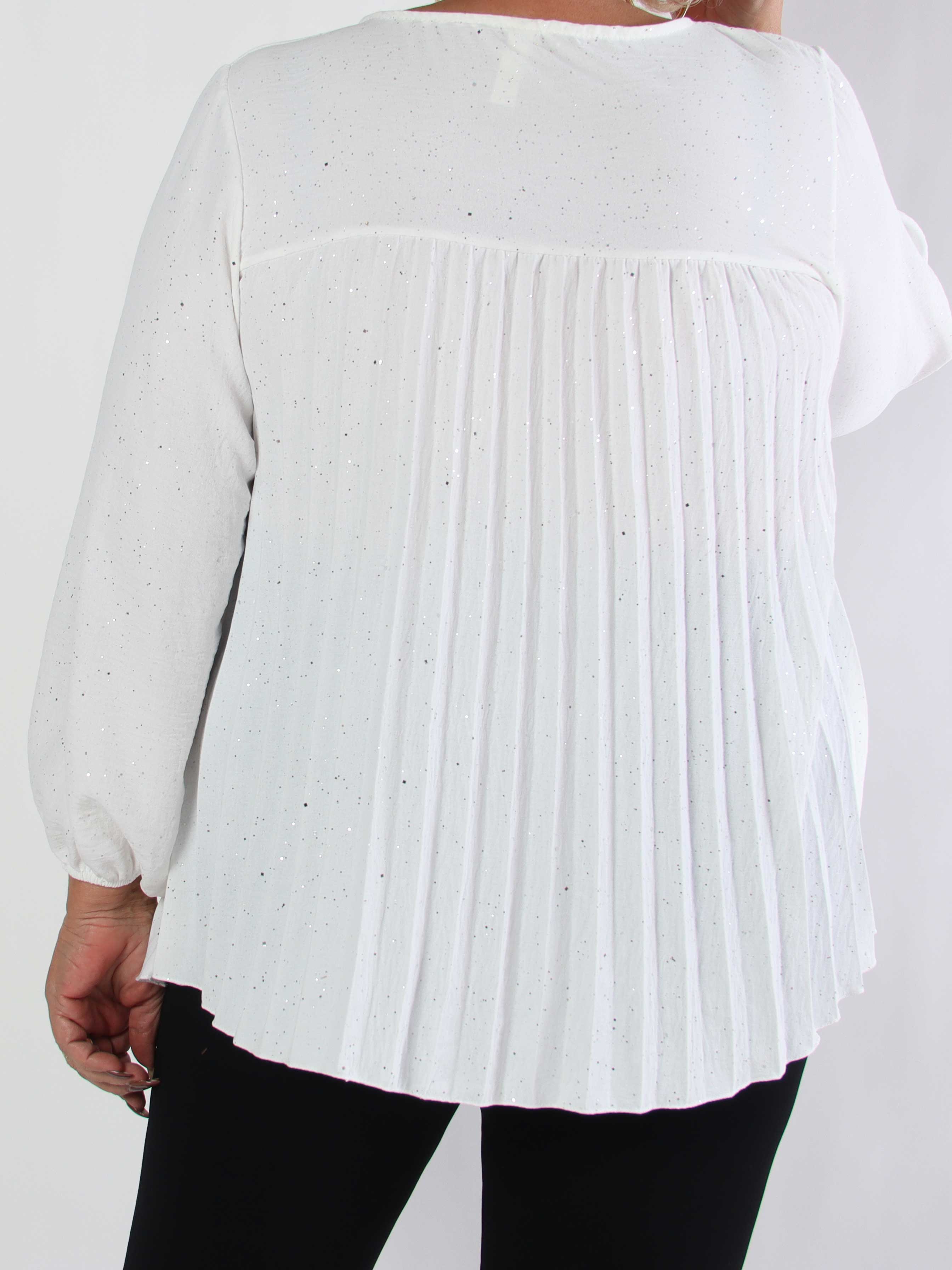 Nancy Glitter Shirt L/S - Plisseret plus size bluse med glitter